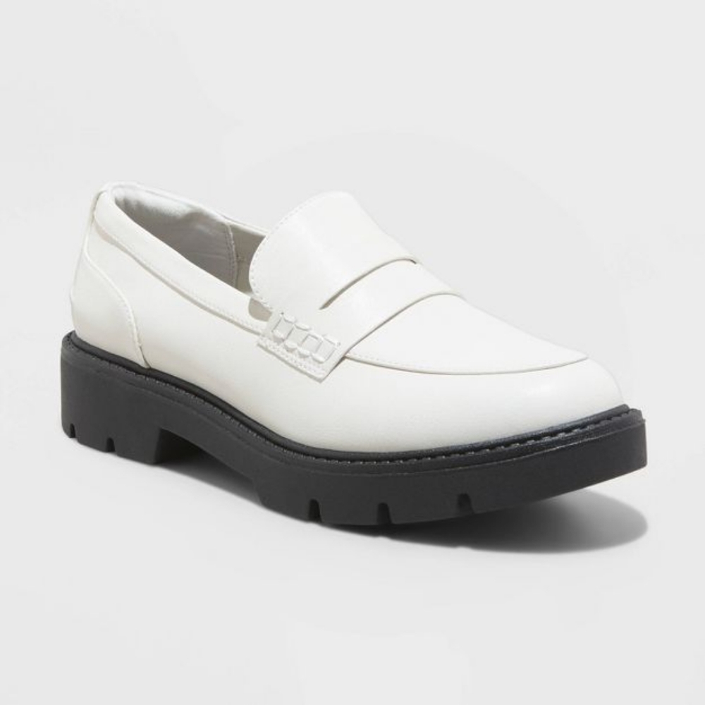 A New Day Women's Off White Bone Faux Leather Britney Chunky Platform Loafer